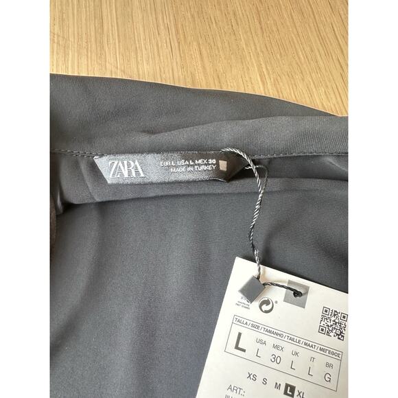 NWT Zara Long Sleeve V-neck Collared Shirt Blouse Bell Sleeves Large 2184 - Picture 3 of 7